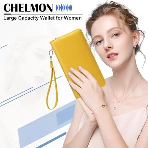 Chelmon Vegan Leather Clutch Wallet with Zip & RFID, Large Capacity | Secure & Stylish for Women thumbnail 6