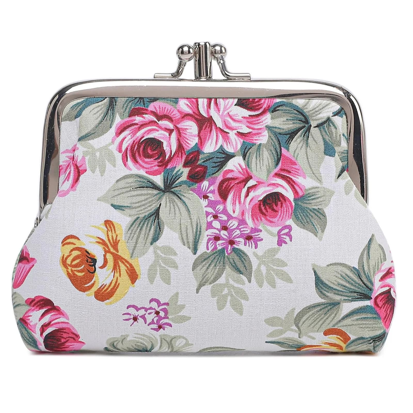 Sanxiner Cute Floral Kiss-Lock Coin Purse 10.9cm (4.33") | Vintage Style Change Holder with 2 Compartments