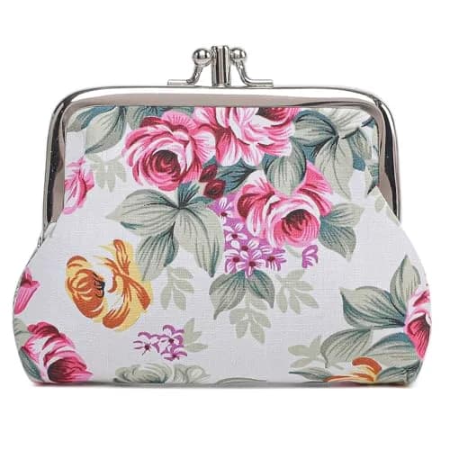Sanxiner Cute Floral Kiss-Lock Coin Purse 10.9cm (4.33") | Vintage Style Change Holder with 2 Compartments thumbnail 1