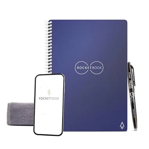 Rocketbook Core Reusable Spiral Notebook, Classic Executive Size 6x8.8, Navy Blue - Dotted Pages - main product image
