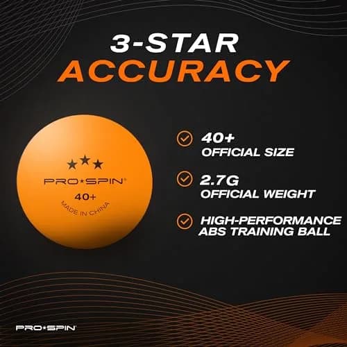 PRO-SPIN Premium Orange Table Tennis Balls 40mm | High-Performance ABS Balls for Indoor & Outdoor Play thumbnail 3