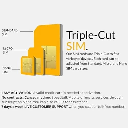 SpeedTalk Mobile $5 Prepaid Smart Watch SIM Card Kit | Triple Cut 3-in-1 SIM (Standard, Micro, Nano) | USA Coverage 30 Days Service thumbnail 7