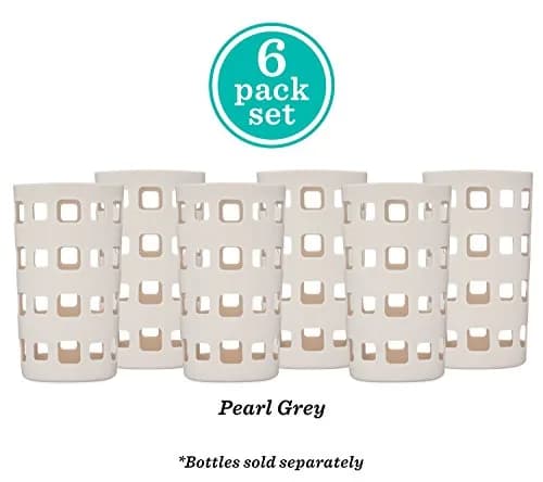 All About Juicing Silicone Glass Water Bottle Sleeves - 6-Pack Pearl Grey 16 oz | Anti-Slip & Insulating thumbnail 3