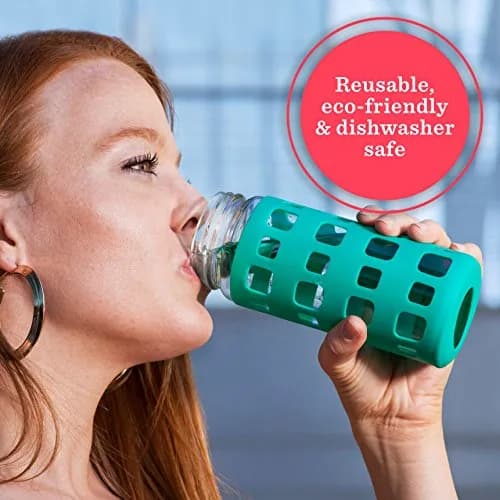 All About Juicing Silicone Glass Water Bottle Sleeves - 6-Pack 16oz - Anti-Slip Insulating Cover for Beverages thumbnail 2