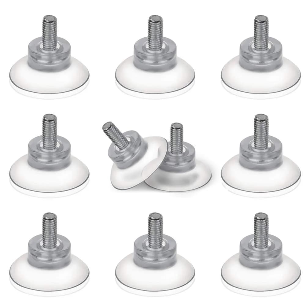 BLUECELL 10 PCS Rubber Strong Suction Cup Replacements with M6 Screw | Adjustable Glass Table Top Mounts