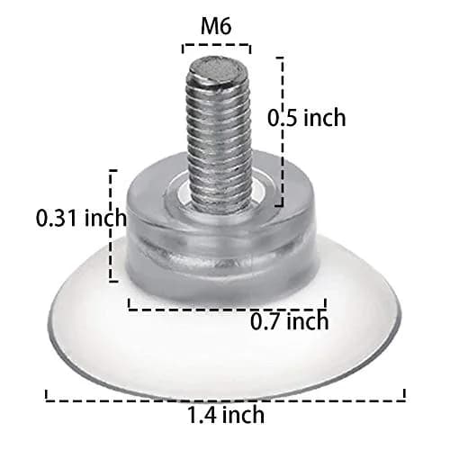 BLUECELL 10 PCS Rubber Strong Suction Cup Replacements with M6 Screw | Adjustable Glass Table Top Mounts thumbnail 2