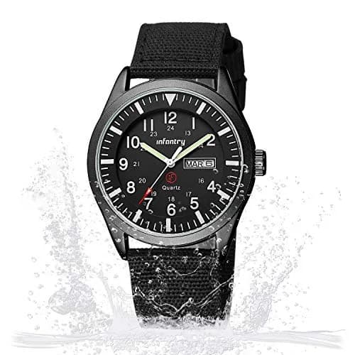 Infantry Men's Military Field Watch 40mm Black Nylon Band | 12/24H Analog Quartz thumbnail 8