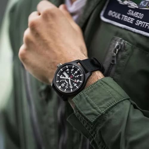 Infantry Men's Military Field Watch 40mm Black Nylon Band | 12/24H Analog Quartz thumbnail 2