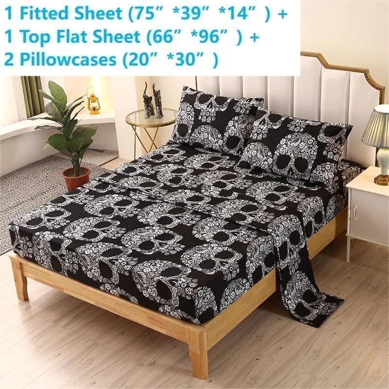 SDIII Skeleton Twin Sheets Set | Microfiber Gothic Bedding Deep Pocket All Season thumbnail 2