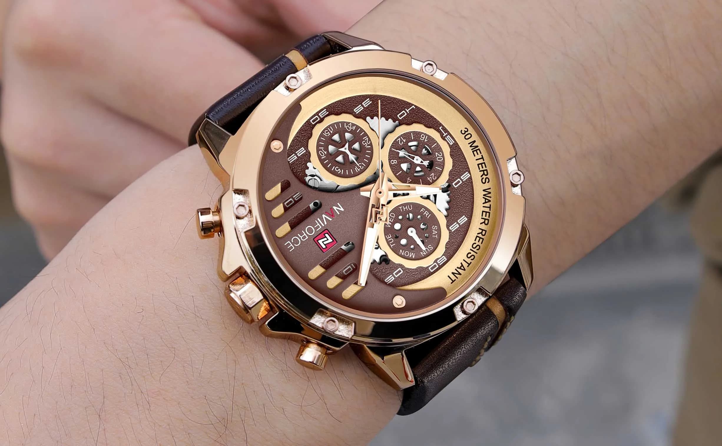 NAVIFORCE Men's Rose Gold Analog-Digital Watch 48mm (1.89in) | Multifunction Sport Casual Luxury - view 7