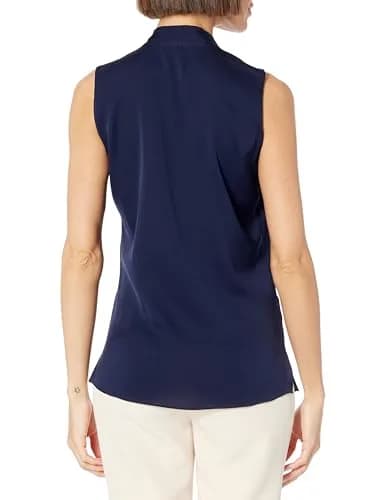 Kobi Halperin Mila Blouse, Midnight Blue, Medium | Sleeveless Silk Georgette Top for Women thumbnail 2