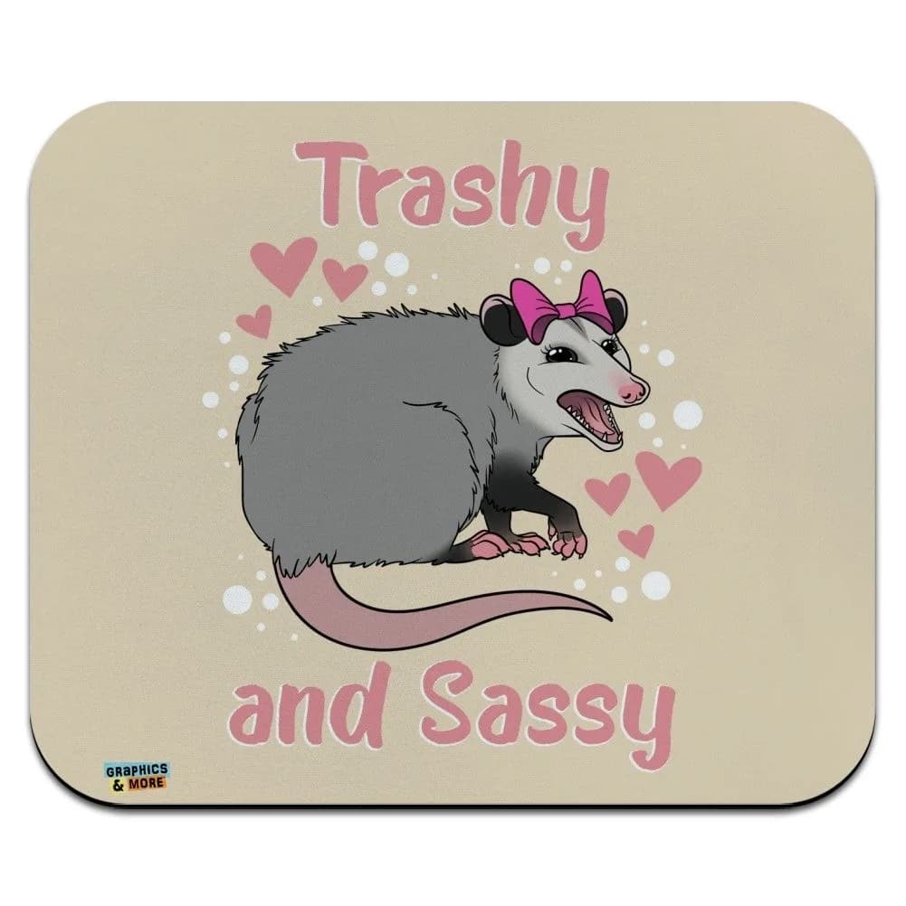 GRAPHICS & MORE Trashy and Sassy Opossum Funny Low Profile Thin Mouse Pad Mousepad | Smooth Surface for All Mouse Types — multi-colored