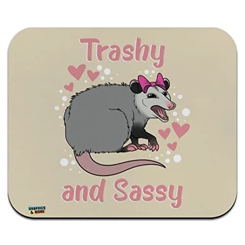 GRAPHICS & MORE Trashy and Sassy Opossum Funny Low Profile Thin Mouse Pad Mousepad | Smooth Surface for All Mouse Types thumbnail 1