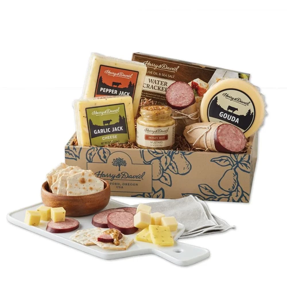 Harry & David Deluxe Meat & Cheese Gift Box, Food Basket, Charcuterie | Gourmet Assortment for Celebrations