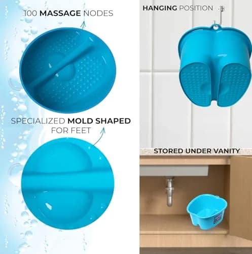 Mantello Foot Bath Extra Large Blue | Deep 7-inch Pedicure Tub with Massager Dots thumbnail 2