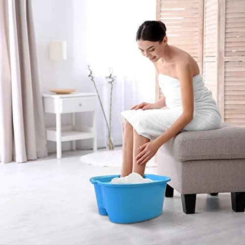 Mantello Foot Bath Extra Large Blue | Deep 7-inch Pedicure Tub with Massager Dots thumbnail 3