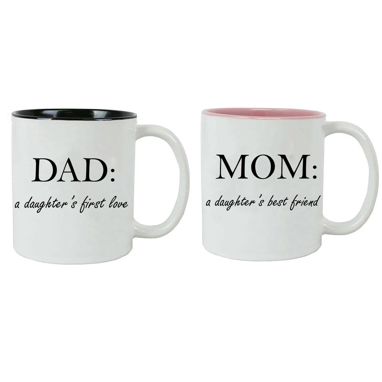 CustomGiftsNow Dad & Mom Ceramic Mug Set 11oz | Perfect for Family & Celebrations — Black/Pink