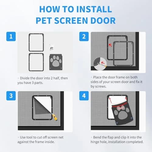 NAMSAN Small Cat Screen Door with Magnetic Flap & Lock - 8.25x10.4 Inch Flap, Black | Secure Pet Access for Screen Doors thumbnail 5