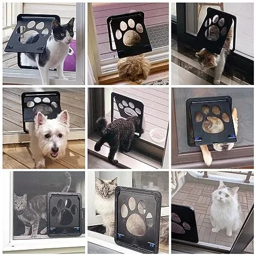 NAMSAN Small Cat Screen Door with Magnetic Flap & Lock - 8.25x10.4 Inch Flap, Black | Secure Pet Access for Screen Doors thumbnail 2