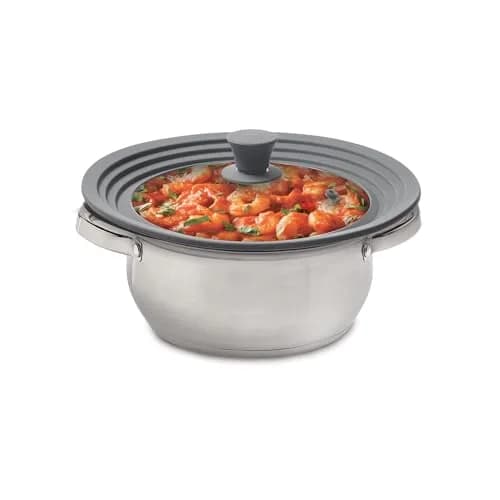 HIC Harold Import Co. Universal Pot Lid Microwave Cover 11 inches | Tempered Glass & Silicone, Fits 8.5-11.5 inch Bowls & Pots thumbnail 4