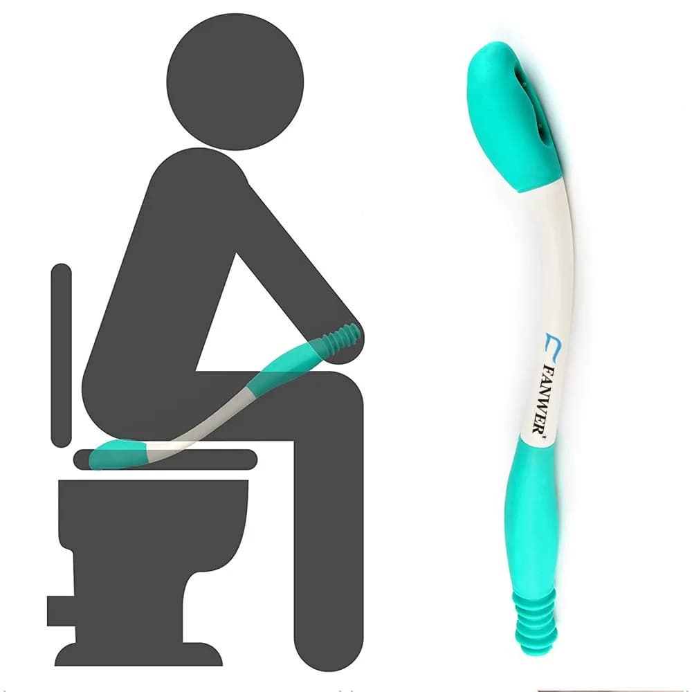 Fanwer Long Reach Comfort Wipe Toilet Aid | Extends Reach Over 15 Inches for Wiping — White