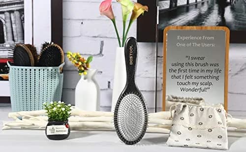 BESTOOL Hair Brush, Paddle Detangler with Metal Bristles | All Hair Types Wet & Dry thumbnail 7