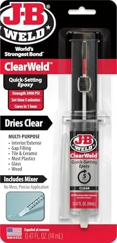 J-B Weld ClearWeld 5 Minute Epoxy 14ml (0.47 Fl Oz) | Bonds Metal, Tile, Plastic, Ceramic, Glass, Wood thumbnail 1