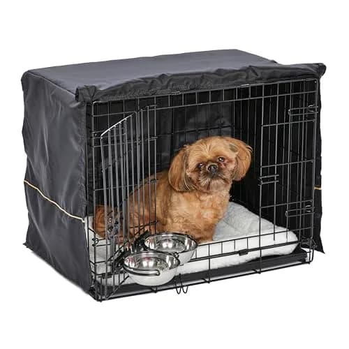 MidWest Homes for Pets Double Door iCrate Starter Kit, 24-inch Dog Crate Bundle for Small Breeds | Includes Cage, Pet Bed, 2 Bowls & Privacy Cover thumbnail 1