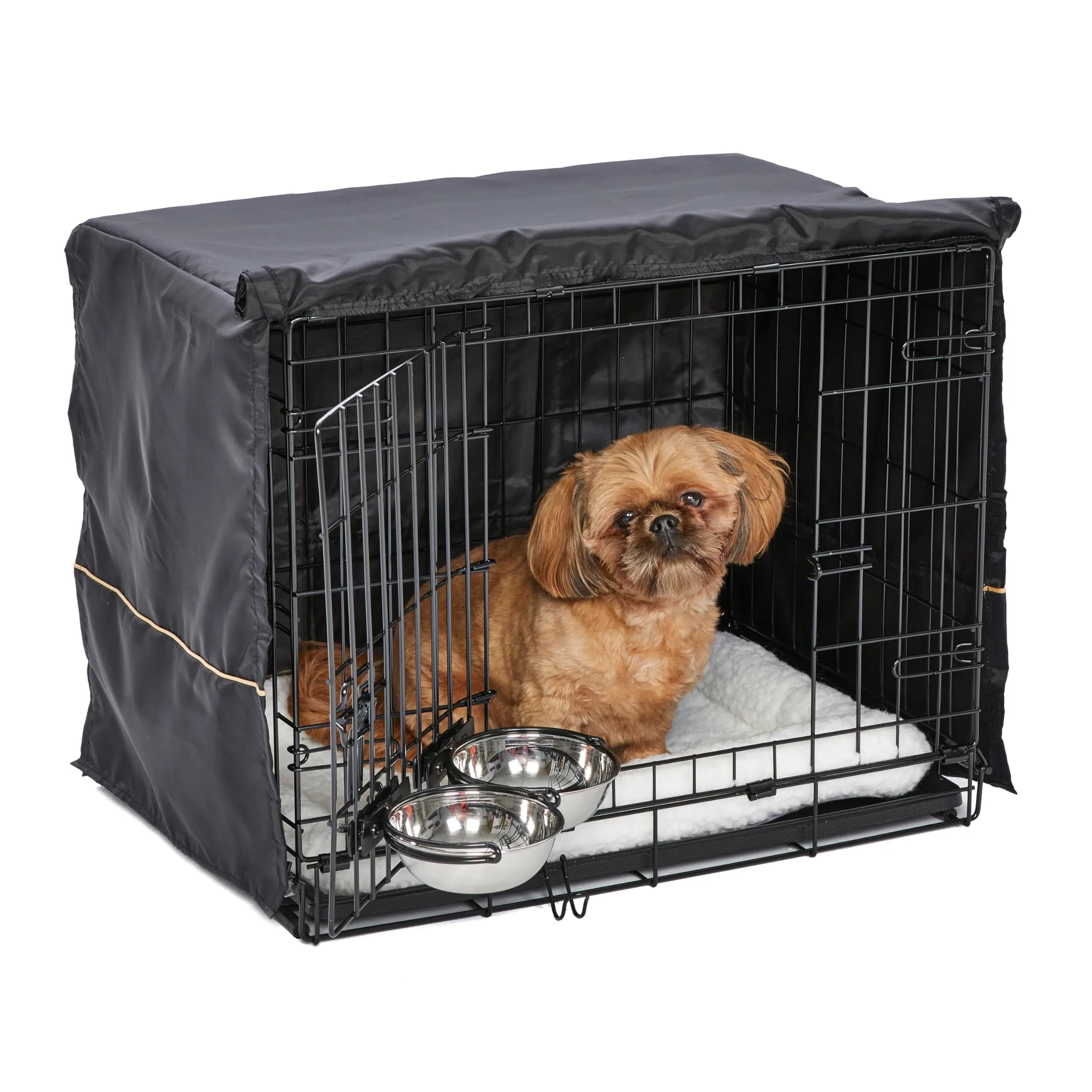 MidWest Homes for Pets Double Door iCrate Starter Kit, 24-inch Dog Crate Bundle for Small Breeds | Includes Cage, Pet Bed, 2 Bowls & Privacy Cover - main product image