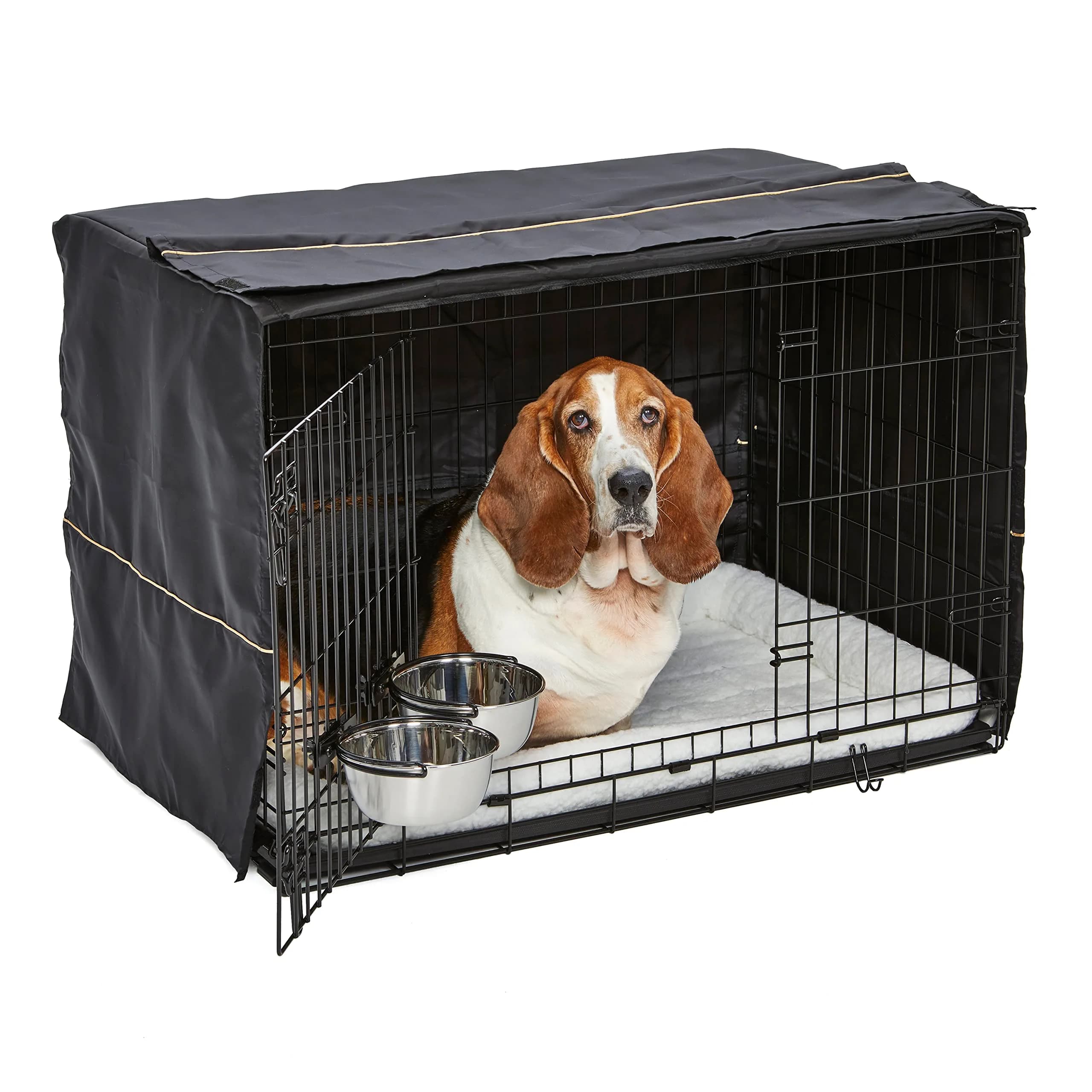 MidWest iCrate Starter Kit 36-inch Dog Crate Bundle for Medium to Large Breeds | All-in-One Pet Care Set — 36.0"L x 23.0"W x 25.0"H