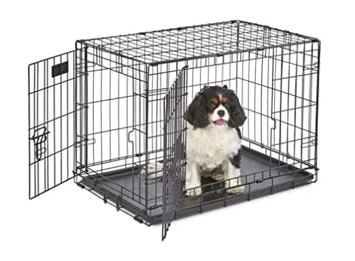 MidWest Homes for Pets Double Door iCrate Starter Kit, 30-inch Dog Crate Bundle for Medium Breeds | Includes Cage, Pet Bed, 2 Bowls & Privacy Cover thumbnail 4