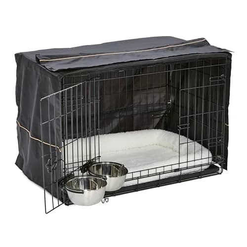 MidWest Homes for Pets Double Door iCrate Starter Kit, 30-inch Dog Crate Bundle for Medium Breeds | Includes Cage, Pet Bed, 2 Bowls & Privacy Cover thumbnail 3