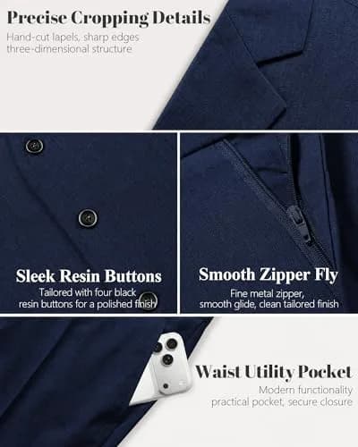 MY'S Men's 3 Piece Slim Fit Suit with Tie, Solid COLOR Jacket Vest and Pant | Modern Fit, Polyester Blend, Deep Blue thumbnail 3