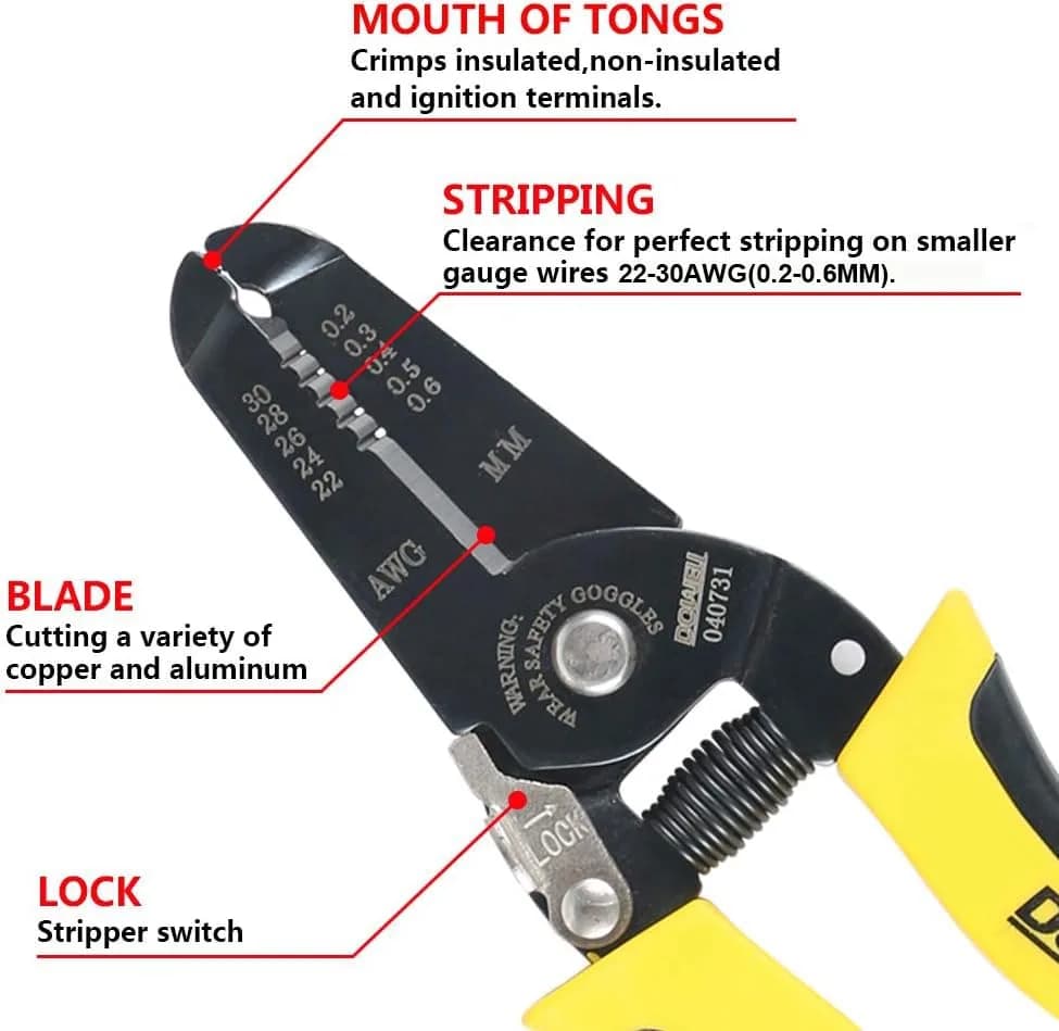 DOWELL Wire Stripper Tool 22-30 AWG | Precision Cutting & Stripping for Electronics thumbnail 3