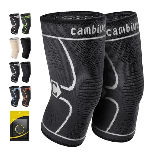 CAMBIVO 2 Pack Knee Brace Compression Sleeve for Men & Women, Gray X-Large | FDA Approved Orthopedic Brace thumbnail 1