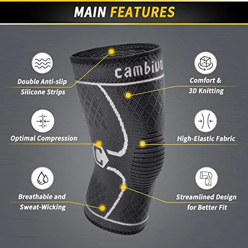 CAMBIVO 2 Pack Knee Brace Compression Sleeve for Men & Women, Gray X-Large | FDA Approved Orthopedic Brace thumbnail 2