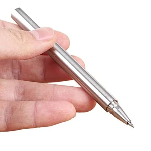 EKLOEN Ballpoint Stainless Steel Silver Pen, Fine Point, Black Ink | Elegant & Durable (70-120 chars) thumbnail 4