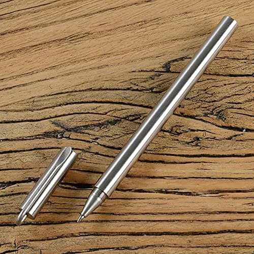 EKLOEN Ballpoint Stainless Steel Silver Pen, Fine Point, Black Ink | Elegant & Durable (70-120 chars) thumbnail 2