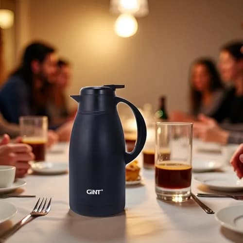 GiNT Stainless Steel Thermal Coffee Carafe 65oz | 12 Hour Heat Retention, Double Walled Vacuum Insulated, Black thumbnail 9