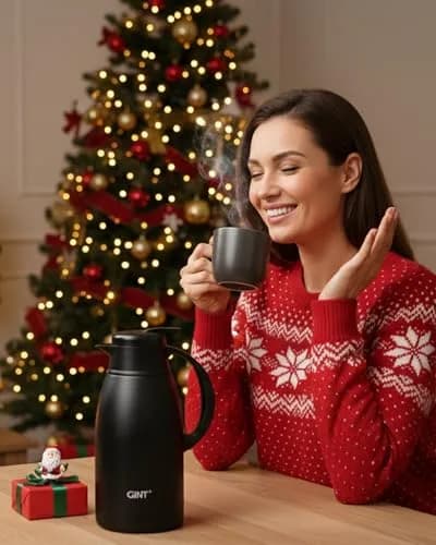 GiNT Stainless Steel Thermal Coffee Carafe 65oz | 12 Hour Heat Retention, Double Walled Vacuum Insulated, Black thumbnail 2