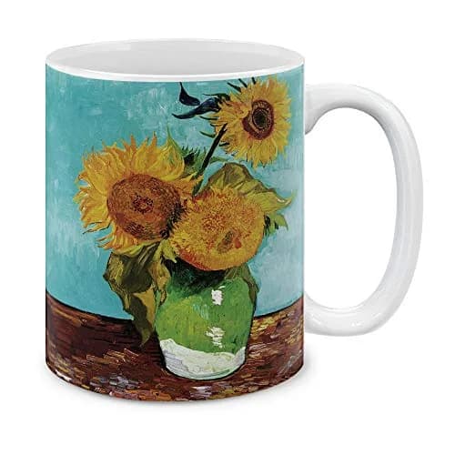MUGBREW Classic Art Sunflowers Blue By Vincent Van Gogh Ceramic Coffee Mug Tea Cup 325ml (11 OZ) | Art Sunflowers Blue By Van Gogh thumbnail 1