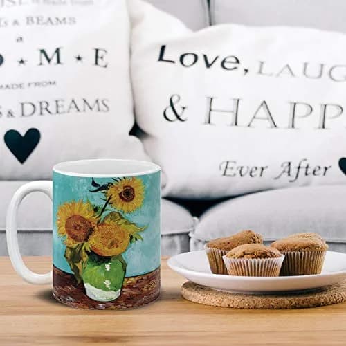MUGBREW Classic Art Sunflowers Blue By Vincent Van Gogh Ceramic Coffee Mug Tea Cup 325ml (11 OZ) | Art Sunflowers Blue By Van Gogh thumbnail 5