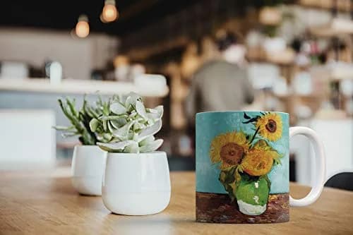 MUGBREW Classic Art Sunflowers Blue By Vincent Van Gogh Ceramic Coffee Mug Tea Cup 325ml (11 OZ) | Art Sunflowers Blue By Van Gogh thumbnail 6