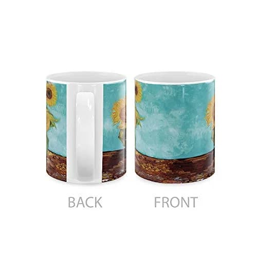 MUGBREW Classic Art Sunflowers Blue By Vincent Van Gogh Ceramic Coffee Mug Tea Cup 325ml (11 OZ) | Art Sunflowers Blue By Van Gogh thumbnail 3
