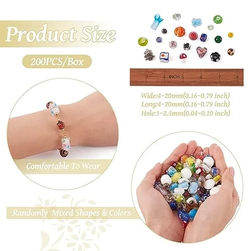 Craftdady 200 pcs Lampwork Glass Beads Mixed Shapes & Colors | Jewelry & DIY Crafts thumbnail 2