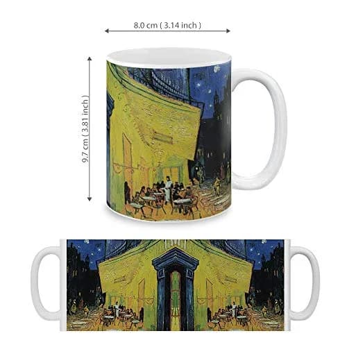 MUGBREW Cafe Terrace At Night Van Gogh Ceramic Coffee Mug 325ml (11 OZ) | Classic Art Design for Hot & Cold Drinks thumbnail 4