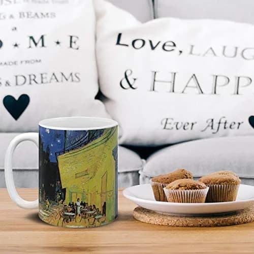 MUGBREW Cafe Terrace At Night Van Gogh Ceramic Coffee Mug 325ml (11 OZ) | Classic Art Design for Hot & Cold Drinks thumbnail 5