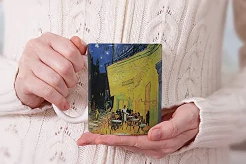 MUGBREW Cafe Terrace At Night Van Gogh Ceramic Coffee Mug 325ml (11 OZ) | Classic Art Design for Hot & Cold Drinks thumbnail 7
