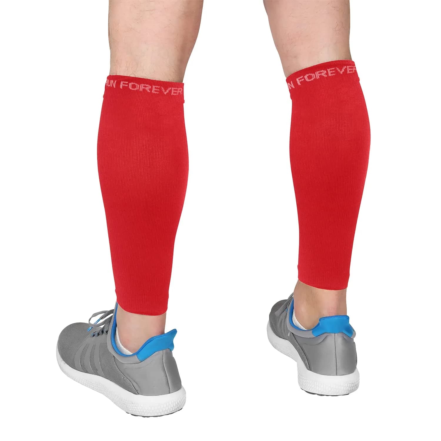 Run Forever Calf Compression Sleeve Medium Red | 20-30mmHg Graduated Compression for Pain Relief & Recovery - main product image