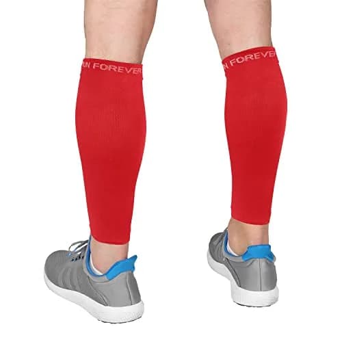 Run Forever Calf Compression Sleeve Medium Red | 20-30mmHg Graduated Compression for Pain Relief & Recovery thumbnail 1